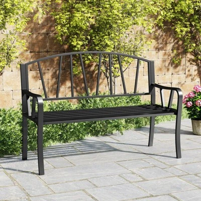 Tangkula 51" Metal Garden Bench - Heavy Duty Outdoor Patio Loveseat 2 Tangkula 51" Metal Garden Bench - Heavy Duty Outdoor Patio Loveseat - Image 2