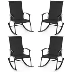 Tangkula Set Of 4 Outdoor Rocking Chair Patio Rocker W/ Breathable Fabric Black -Tangkula Shop GUEST 23c8743f c63a 4dd0 985d e8a696315e19