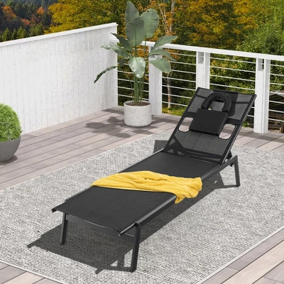 Tangkula Patio Sunbathing Lounge Chair W/ Face Hole & Detachable Head Pillows Poolside 1 Tangkula Patio Sunbathing Lounge Chair W/ Face Hole & Detachable Head Pillows Poolside