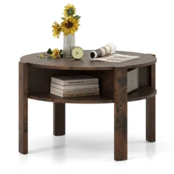 Tangkula 29.5" 2-Tier Round Coffee Table W/ Storage 4 Shelves Faux Wooden Top 20 Tangkula 29.5" 2-Tier Round Coffee Table W/ Storage 4 Shelves Faux Wooden Top -Tangkula Shop GUEST 23ef9197 bfd2 432f a09f 399570cf095d