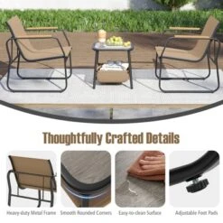 Tangkula 3-Piece Bistro Set Patio Chairs & Side Table W/ Storage Basket Breathable Mesh Fabric -Tangkula Shop GUEST 23f37476 4b2e 48a9 b01f c743e653a3f2