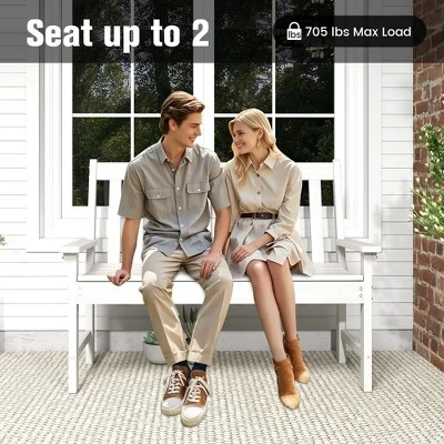 Tangkula 2-Person Outdoor Garden Park Bench All-Weather HDPE Patio Loveseat Chair With Cozy Backrest Ergonomic Loveseat Bench White 9 Tangkula 2-Person Outdoor Garden Park Bench All-Weather HDPE Patio Loveseat Chair With Cozy Backrest Ergonomic Loveseat Bench White - Image 9