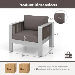 Tangkula 4-Piece Aluminum Outdoor Furniture Set with Plush Cushions and Glass Table -Tangkula Shop GUEST 240eb586 076a 41b4 aec0 95270ef54042