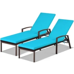 Tangkula 2PCS Patio Rattan Wicker Lounge Chair Back Adjustable Recliner Chaise W/Turquoise Cushion 13 Tangkula 2PCS Patio Rattan Wicker Lounge Chair Back Adjustable Recliner Chaise W/Turquoise Cushion -Tangkula Shop GUEST 241fc967 128a 4628 ae3a 98a354477a47