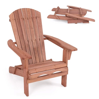 Tangkula Folding Adirondack Chair Set of 2 - Durable Fir Wood Outdoor Lounge 7 Tangkula Folding Adirondack Chair Set of 2 - Durable Fir Wood Outdoor Lounge - Image 7