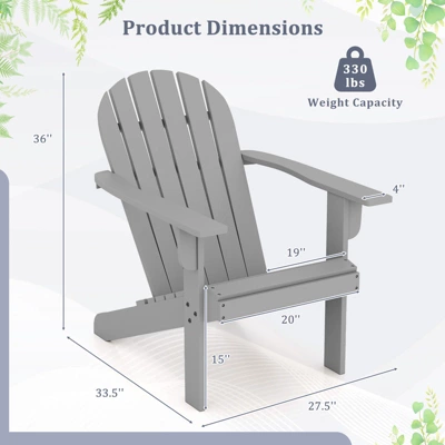 Tangkula Set of 2 Patio Adirondack Chairs with Inclined Seat and Wide Armrests 3 Tangkula Set of 2 Patio Adirondack Chairs with Inclined Seat and Wide Armrests - Image 3