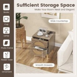 Tangkula Rattan Nightstand Set Of 2 End Side Table With 2 Rattan Drawers Pine Wood Legs Wood Accent Table -Tangkula Shop GUEST 24bbfb6e 83c1 41f6 9728 973b4ef1735c