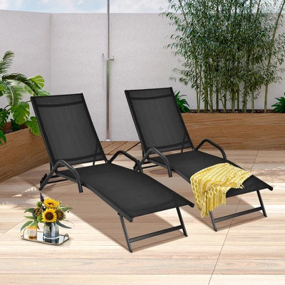 Tangkula 2PCS Outdoor Patio Chaise Reclining Lounge Chairs W/ 5-Position Adjust Backrest 1 Tangkula 2PCS Outdoor Patio Chaise Reclining Lounge Chairs W/ 5-Position Adjust Backrest