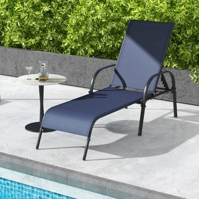 Tangkula Outdoor Lounge Chair Patio Chaise Lounge With Adjustable Backrest Reclining Pool Lounge Chair For Outside With Heavy Duty Steel Frame Navy 1 Tangkula Outdoor Lounge Chair Patio Chaise Lounge With Adjustable Backrest Reclining Pool Lounge Chair For Outside With Heavy Duty Steel Frame Navy