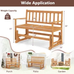 Tangkula 2 Person Patio Glider Bench Solid Acacia Wood Porch Glider Chair W/ Seat 17 Tangkula 2 Person Patio Glider Bench Solid Acacia Wood Porch Glider Chair W/ Seat -Tangkula Shop GUEST 2504e620 e7a3 4c3d aebb cddae06dedb8