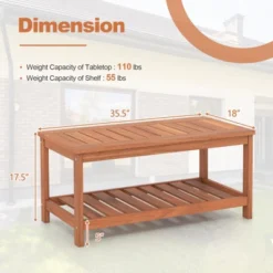 Tangkula Patio Hardwood Coffee Table with 2-Tier Storage and Slatted Top -Tangkula Shop GUEST 2512b0c2 cd32 41fc b60e a75efe326086