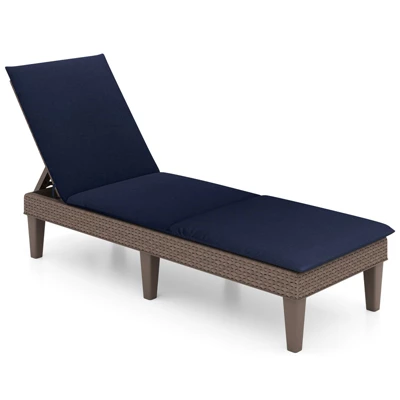 Tangkula 2-Piece Patio Recliner Lounge Chair Set with Navy Blue Cushions 2 Tangkula 2-Piece Patio Recliner Lounge Chair Set with Navy Blue Cushions - Image 2