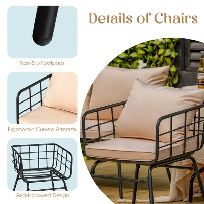Tangkula 4PCS Patio Conversation Set Outdoor Furniture Set W/ Cushions Steel Structure 3 Tangkula 4PCS Patio Conversation Set Outdoor Furniture Set W/ Cushions Steel Structure - Image 3