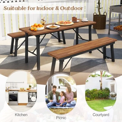 Tangkula 59-Inch Foldable Outdoor Dining Table with Acacia Wood Top 5 Tangkula 59-Inch Foldable Outdoor Dining Table with Acacia Wood Top - Image 5