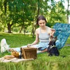Tangkula 3PCS Folding Beach Mat Set Adjustable Beach Lounge Chair & Side Table Set