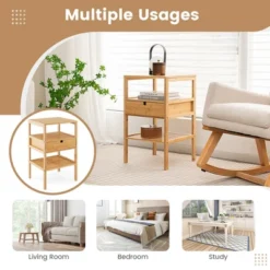 Tangkula Bamboo Nightstands Set Of 2 W/ Pull-out Drawer And Storage Shelf Wood Natural 15 Tangkula Bamboo Nightstands Set Of 2 W/ Pull-out Drawer And Storage Shelf Wood Natural -Tangkula Shop GUEST 256ac87a c982 4213 9aae 516664a7054e