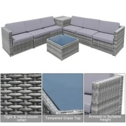 Tangkula 8-Piece Gray Rattan Sectional Patio Furniture Set with Storage Box -Tangkula Shop GUEST 259144e2 b3b3 429a b49c a095e1c56478