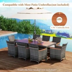 Tangkula 9PCS Patio Rattan Furniture Dining Set Acacia Wood Table Cushioned Chair For Outdoor -Tangkula Shop GUEST 25bc4257 9f2f 4553 a5cc 639a93756118
