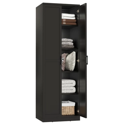 Tangkula 70" Storage Cabinet Freestanding Pantry Cabinet W/2 Doors & 5 Shelves Black 10 Tangkula 70" Storage Cabinet Freestanding Pantry Cabinet W/2 Doors & 5 Shelves Black - Image 10