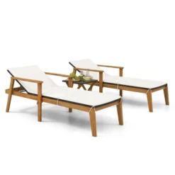 Tangkula 4 Piece Outdoor Chaise Lounge Chair Set Rattan With Armrests & 4-Level Backrest Folding Coffee Table & Cushioned Acacia Wood Lounge Chair Set 15 Tangkula 4 Piece Outdoor Chaise Lounge Chair Set Rattan With Armrests & 4-Level Backrest Folding Coffee Table & Cushioned Acacia Wood Lounge Chair Set -Tangkula Shop GUEST 265f17e8 0515 40d3 8b20 ed2cab925bd2