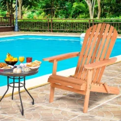 Tangkula 4PCS Folding Adirondack Chair Weather Resistant Outdoor Chair Eucalyptus Wood Adirondack Lounger Chair For Patio -Tangkula Shop GUEST 26826c76 657c 4465 9595 65edf697865a