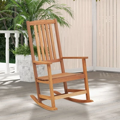 Tangkula High-Back Hardwood Outdoor Rocking Chair with Smooth Motion Base 2 Tangkula High-Back Hardwood Outdoor Rocking Chair with Smooth Motion Base - Image 2
