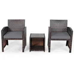 Tangkula 3 PCS Patio Rattan Furniture Set Conversation Chair Set With Soft Cushion & Coffee Table For Backyard Poolside Garden -Tangkula Shop GUEST 26bfa278 4b3f 4860 a9f1 c252af02b1b4