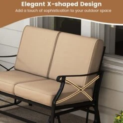 Tangkula 2-Person Outdoor Glider Rocking Chair Loveseat with Extra Thick Cushions -Tangkula Shop GUEST 270758a7 dfb5 48ff a77b 4d1ea8461f21
