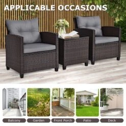 Tangkula Set Of 3 Rattan Furniture Set Patio Cushioned Conversation Set Sofa -Tangkula Shop GUEST 273b9ab9 3cad 4d24 9dfc 10f3e3a5fd70