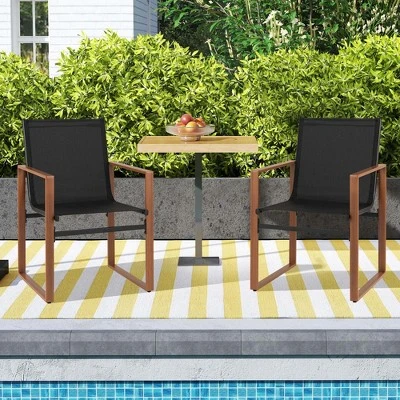 Tangkula 4 PCS Outdoor Dining Chairs Patio Furniture Chair W/ Breathable Seat & Backrest 2 Tangkula 4 PCS Outdoor Dining Chairs Patio Furniture Chair W/ Breathable Seat & Backrest - Image 2
