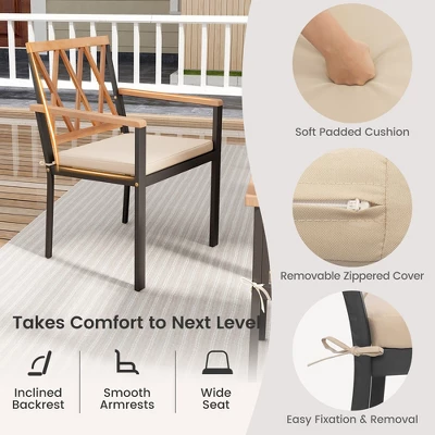 Tangkula 9-Piece Outdoor Patio Dining Set: Acacia Wood Table & 8 Cushioned Chairs 5 Tangkula 9-Piece Outdoor Patio Dining Set: Acacia Wood Table & 8 Cushioned Chairs - Image 5