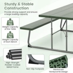 Tangkula 6 FT Folding Picnic Table Set with 2 Benches, All-Weather HDPE Outdoor Dining Set for 8 Persons -Tangkula Shop GUEST 27627479 5b08 4091 8468 3e5cca6aa4ad