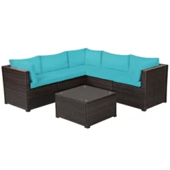 Tangkula 6 PCS Patio Rattan Furniture Set Outdoor Wicker Conversation Sofa Set W/Tempered Glass Coffee Table -Tangkula Shop GUEST 278cd863 bd82 48af bde3 a90bd534b374