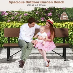 Tangkula Patio 4-Person Bench, 72 Inch Extra Long Bench W/ All-Weather HDPE Seat & Back, Heavy-Duty Metal Support For 1100 Lbs Max Load -Tangkula Shop GUEST 27a14d36 6172 4892 92cc a96258b0d027