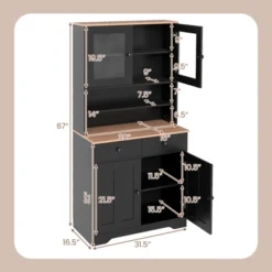 Tangkula Pantry Cabinet 67" Tall Kitchen Floor Cabinet W/ 2 Removable Shelves 2 Drawers 17 Tangkula Pantry Cabinet 67" Tall Kitchen Floor Cabinet W/ 2 Removable Shelves 2 Drawers -Tangkula Shop GUEST 27b39dcb 15a0 4d0d 8c2e 7fa482b4491d