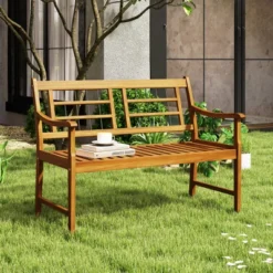 Tangkula Patio Acacia Wood Bench Wooden 2-Person Outside Chair W/Curved Armrests Slatted Seat & Backrest Outdoor Loveseat 10 Tangkula Patio Acacia Wood Bench Wooden 2-Person Outside Chair W/Curved Armrests Slatted Seat & Backrest Outdoor Loveseat -Tangkula Shop GUEST 27c66cf1 7533 4300 8002 ce192df207e8