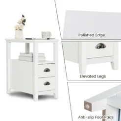Tangkula 2PCS Nightstand Side End Sofa Table W/ 2 Drawers For Living Room Bedroom White 15 Tangkula 2PCS Nightstand Side End Sofa Table W/ 2 Drawers For Living Room Bedroom White -Tangkula Shop GUEST 27d97616 ad43 4889 b546 7bdea15b30b2