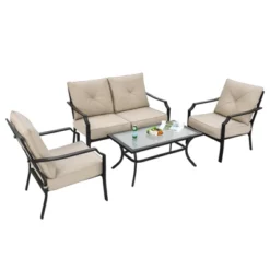 Tangkula 4-Piece Outdoor Sectional Conversation Set with Coffee Table & Cushions -Tangkula Shop GUEST 27dd1c5f 9752 4a1c 9e65 3a641338fe24
