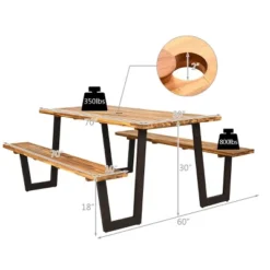 Tangkula 70-Inch Acacia Wood Outdoor Picnic Table and Bench Set with Umbrella Hole -Tangkula Shop GUEST 27eb6987 d172 4fde b222 b264a9d2475d