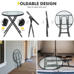 Tangkula 18" Patio Side Table Outdoor Folding Coffee Table W/ Tempered Glass Table Top -Tangkula Shop GUEST 27ee24c7 7f61 4c87 b1b4 69a73a22f263