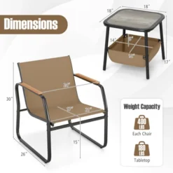 Tangkula 3-Piece Bistro Set Patio Chairs & Side Table W/ Storage Basket Breathable Mesh Fabric -Tangkula Shop GUEST 27f6b840 0dd2 4c42 b4bd 2f8de46de9db