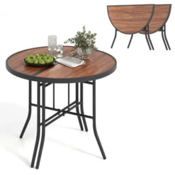 Tangkula 2-Piece Half-Round Folding Event Tables with Metal Frame - Brown 19 Tangkula 2-Piece Half-Round Folding Event Tables with Metal Frame - Brown -Tangkula Shop GUEST 27f9b812 d878 4d2b 9407 b2d75d516c49