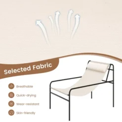Tangkula Patio Sling Chair Modern Accent Chair W/ Removable Headrest & Sturdy Metal Frame -Tangkula Shop GUEST 28473edc 5670 4e3c af81 1213e0bbaa87