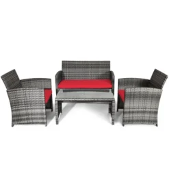 Tangkula 4-Piece Outdoor Patio Furniture Set Rattan Wicker Conversation Sofa Set -Tangkula Shop GUEST 287fdb7c 48a6 4d61 9b77 1d38c1aed32e