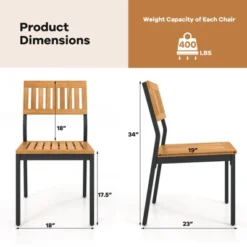 Tangkula Patio Dining Chair Set Of 4 Outdoor Armless Chairs W/Metal And Acacia Wood Frame All-Weather Bistro Chairs -Tangkula Shop GUEST 288d4934 329f 4ca8 a435 04090ac6c6e9