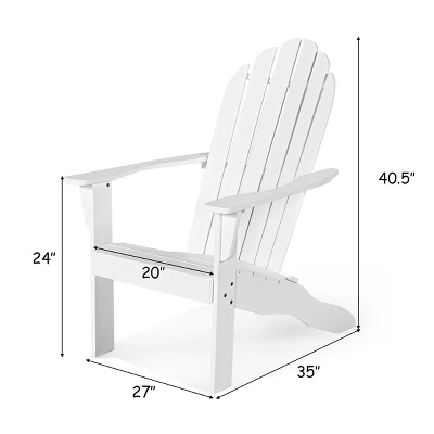 Tangkula 2-Piece Classic Acacia Wood Adirondack Chair Set - White 8 Tangkula 2-Piece Classic Acacia Wood Adirondack Chair Set - White - Image 8