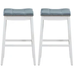 Tangkula Set Of 4 Saddle Bar Stools Backless Nailhead Counter Stool With Grey Cushions Coffee/White -Tangkula Shop GUEST 28bbd3b6 2618 4260 b364 9f54715b62fc