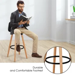 Tangkula Set Of 4 Mid Century Barstool 28.5" Dining Pub Chair W/Leather Padded Seat Black -Tangkula Shop GUEST 28cf40f9 d3c7 46f8 b787 75fbdf5c7416