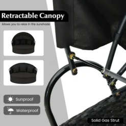 Tangkula Patio Round Daybed Wicker Sectional Sofa with Retractable Canopy -Tangkula Shop GUEST 28e5092f 0686 4b13 a609 219fb7754adf