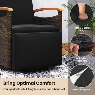 Tangkula Set Of 2 Patio Rattan 360° Swivel Recliner Lounge Chair W/Adjustable Backrest & Footrest Cushioned Push Back Reclining Seat W/Flip Side Table 6 Tangkula Set Of 2 Patio Rattan 360° Swivel Recliner Lounge Chair W/Adjustable Backrest & Footrest Cushioned Push Back Reclining Seat W/Flip Side Table - Image 6